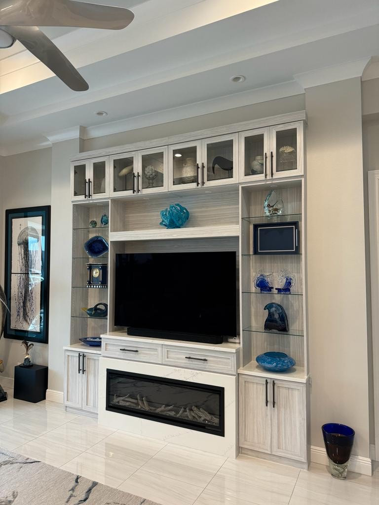 Custom closet shelving installation with premium white laminate in Boca Raton FL